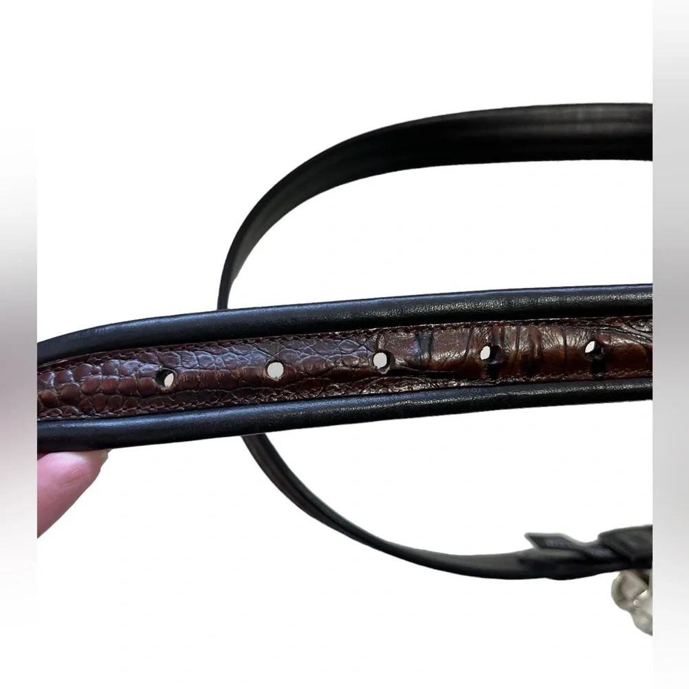 Brighton Black Brown Leather Belt Size 38